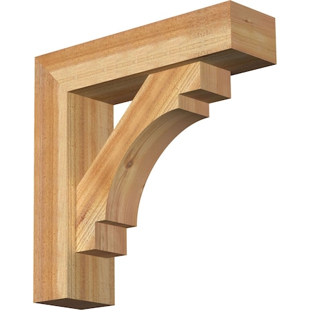 Ekena Millwork Merced Block Rough Sawn Bracket w/ Offset Brace, Western Red Cedar, 6"W x 22"D x 22"H BKT0604X22X22MRC05RWR